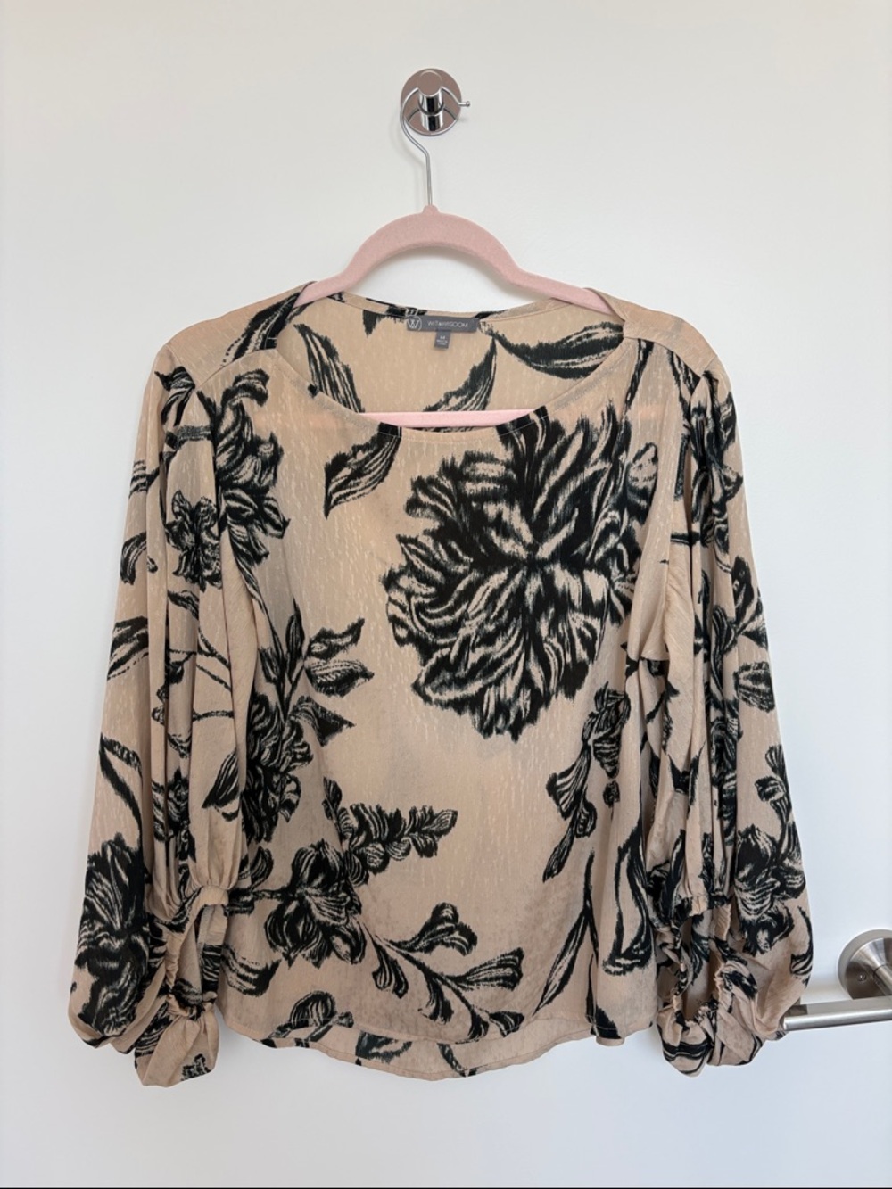 Wit&Wisdom Beige Floral Blouse with Black Print